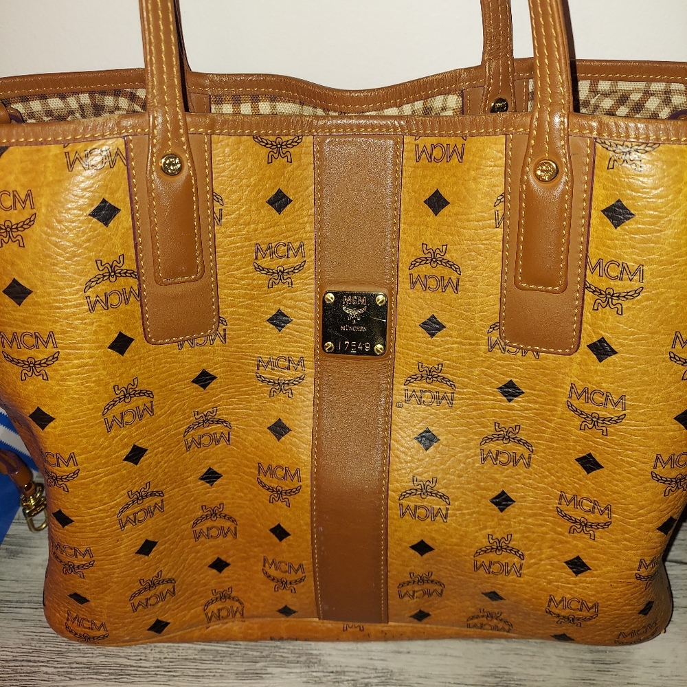 MCM cognac tote bag 14"W x 6"D x 11"H